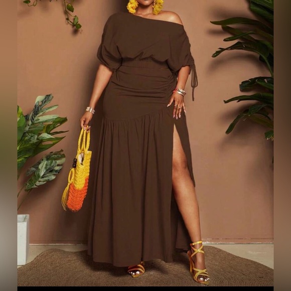 Elegant Brown Maxi Skirt set - Picture 2 of 3